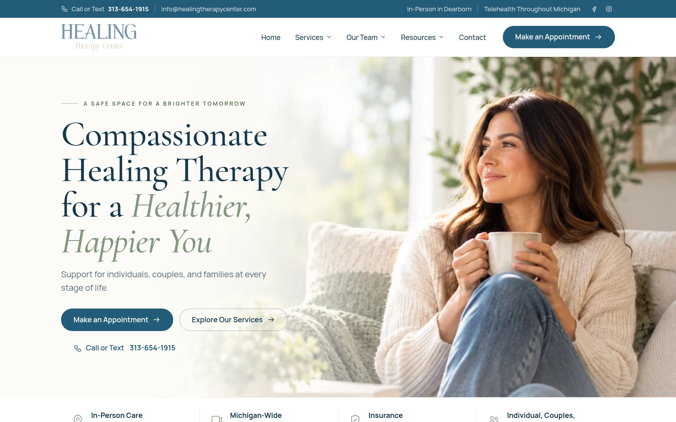 Healing Therapy Center website