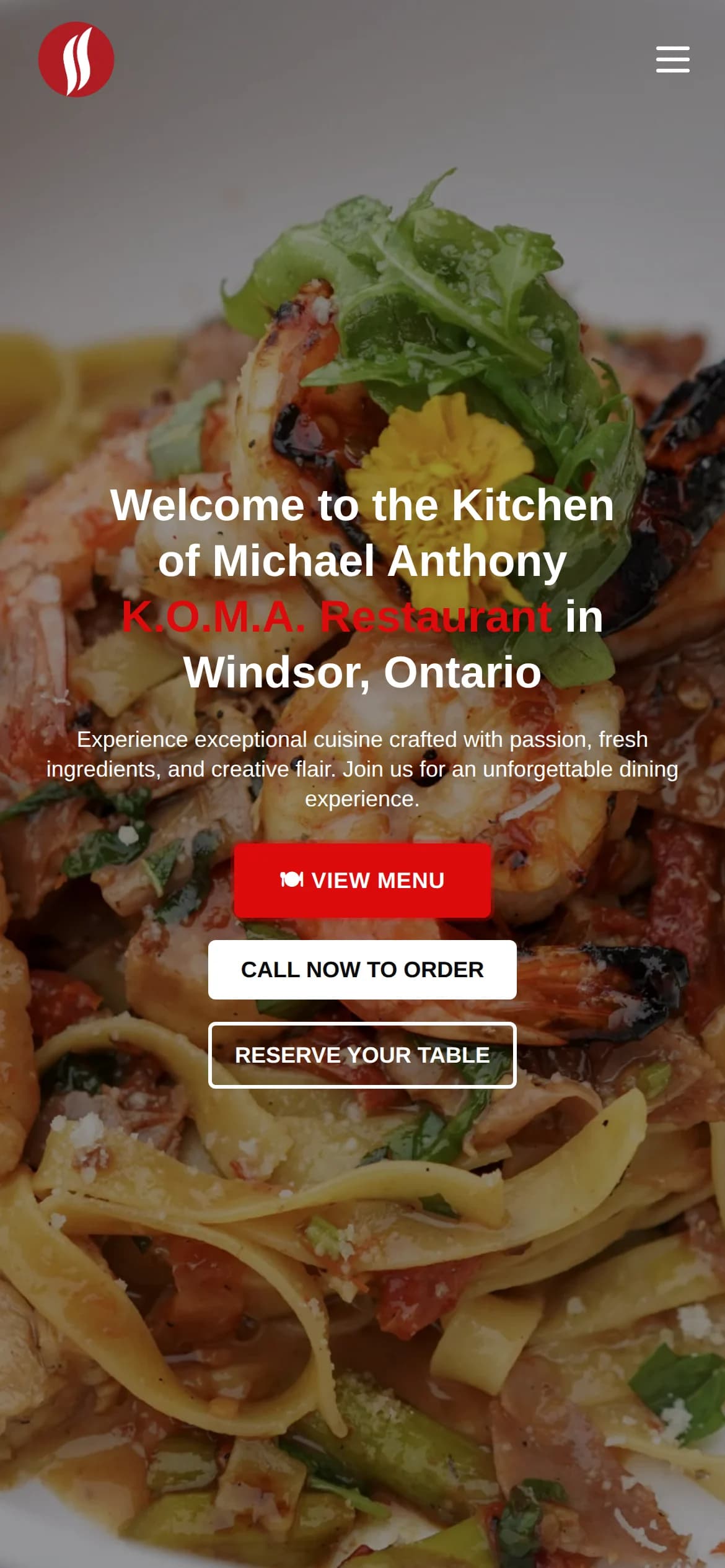 Koma Restaurant website on a phone